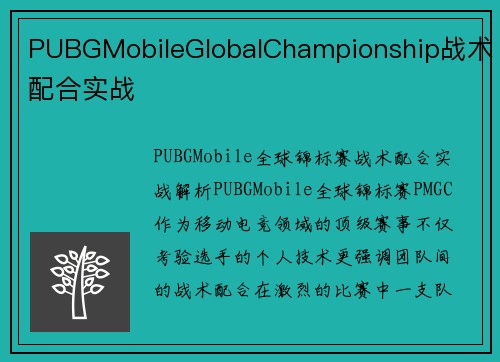 PUBGMobileGlobalChampionship战术配合实战