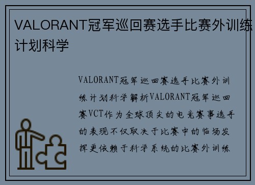 VALORANT冠军巡回赛选手比赛外训练计划科学