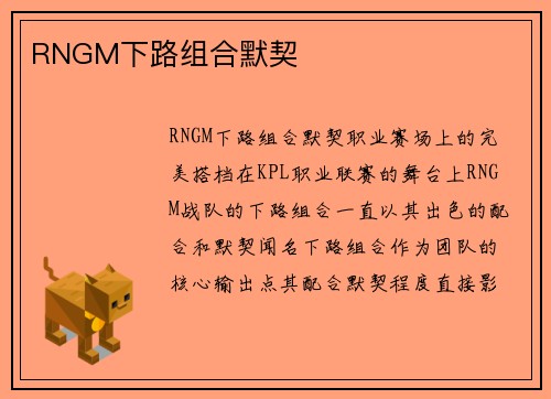 RNGM下路组合默契