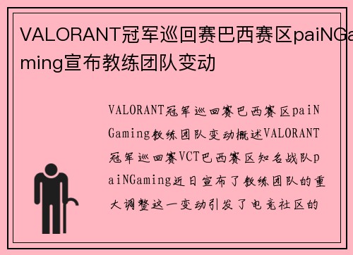 VALORANT冠军巡回赛巴西赛区paiNGaming宣布教练团队变动